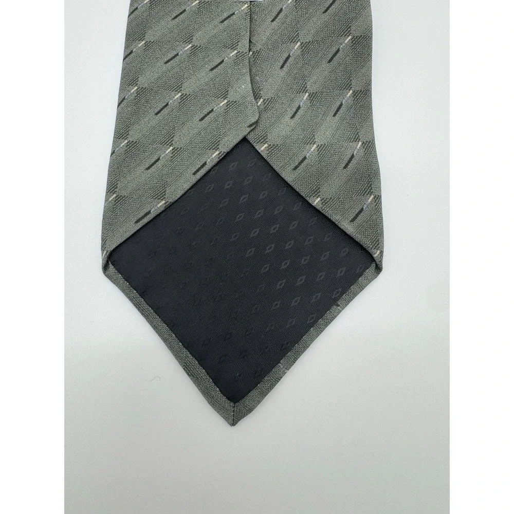 Bill Blass Silk Tie Green Geometric Pattern Classic Designer Necktie USA